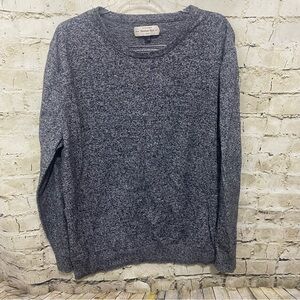 Hawker Rye Gray Marled Cotton Cashmere Crew Neck Sweater